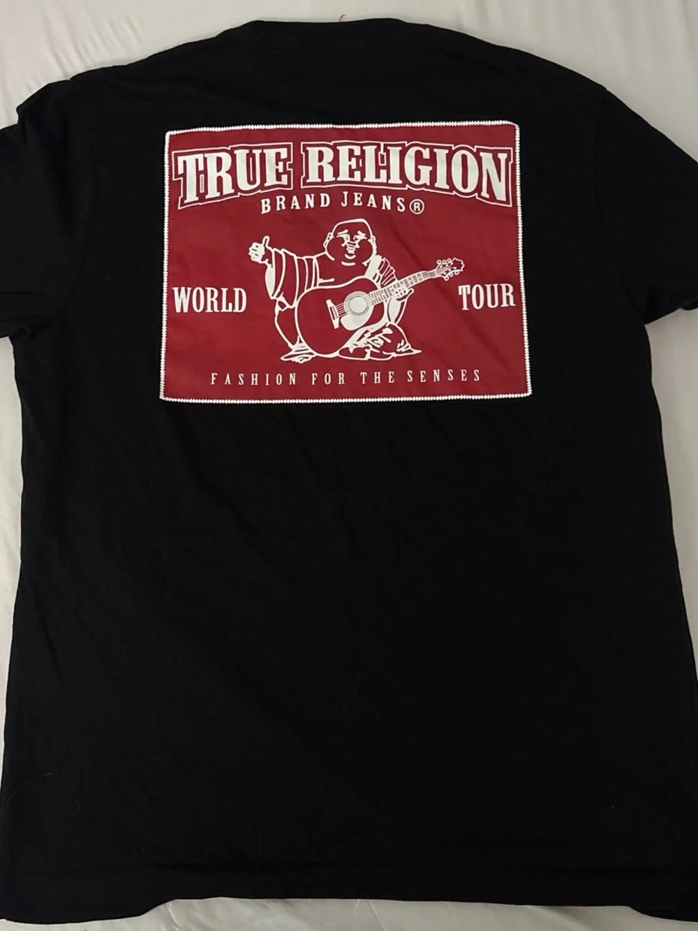 True Religion Black Short Sleeve Tee with White Horseshoe Logo